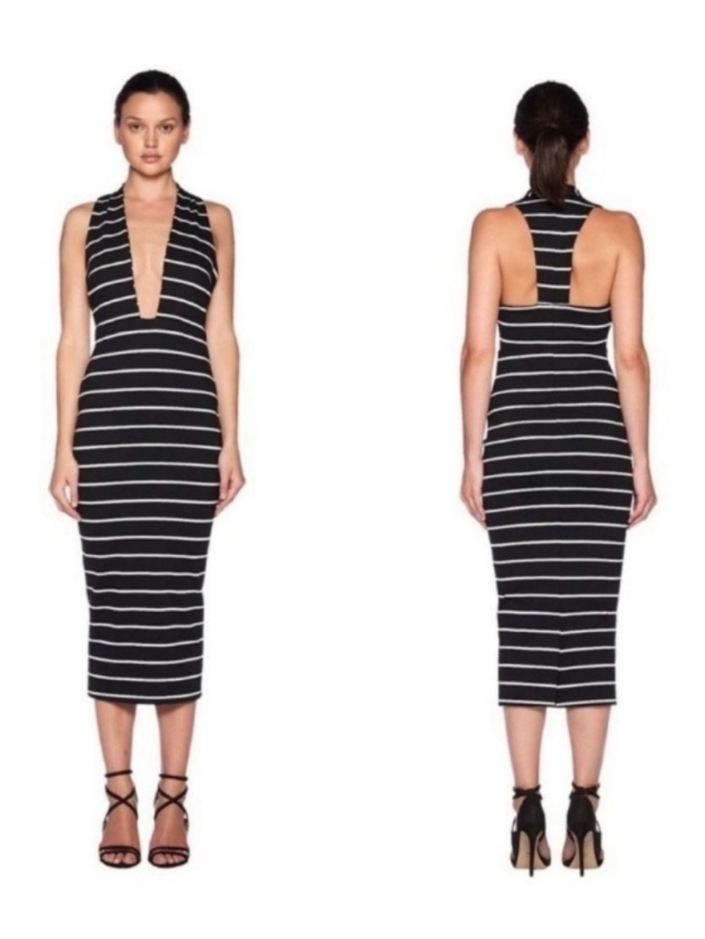 NWT Bec & Bridge discontinued Jedi Deep
V midi bodycon dress size 2 black stripe